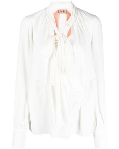 N°21 Blusa drappeggiata con sciarpa - Bianco