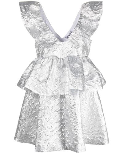 Ganni Jacquard Metallic Dress - White