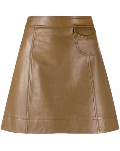 See By Chloé A-line Leather Miniskirt - Brown