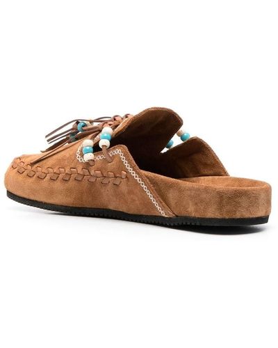 Alanui Salvation Mountain Tassel-detail Suede Slippers - Brown