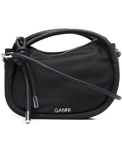 Ganni Borsa a spalla Knot Mini in nylon - Nero