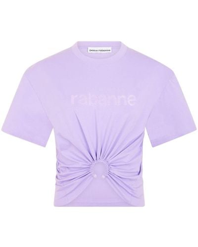 Rabanne Cotton Jersey Cropped Top - Purple