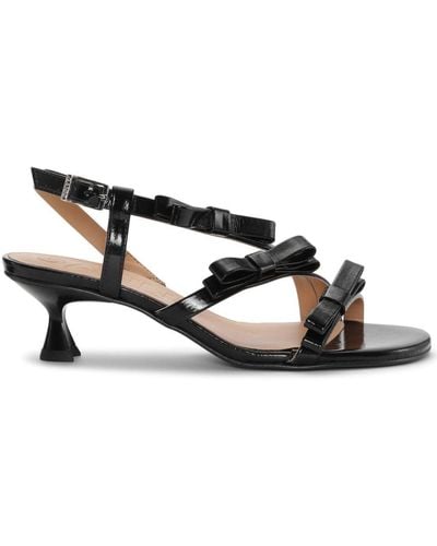 Ganni 25mm Bow-detail Kitten-heel Sandals - Black