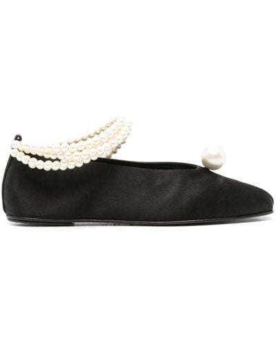 Magda Butrym Pearl-embellished Satin Ballerina Shoes - Black