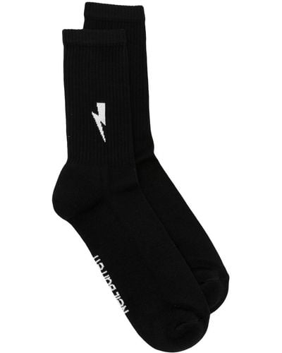Neil Barrett Ribbed Logo Socks - Black