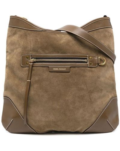 Isabel Marant Amuko Suede And Leather Bag - Green