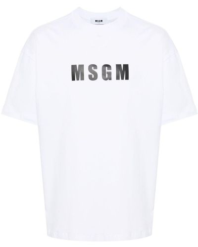 MSGM Logo-Print Cotton T-Shirt - White