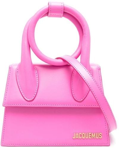 Jacquemus Le Chiquito Noeud Medium Leather Top-handle Bag - Pink