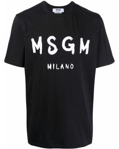 MSGM T-Shirt In Cotone Con Stampa Logo - Nero