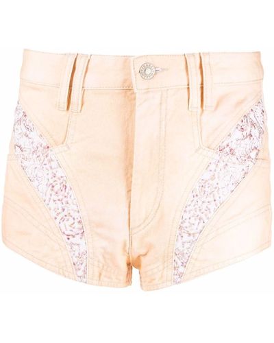 Isabel Marant Shorts di jeans con ricamo - Giallo