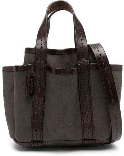 Max Mara Tote bag Giardiniera Mini in canvas e pelle - Nero