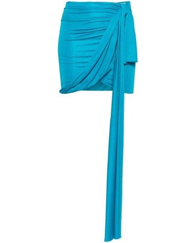 Blumarine Jersey Skirt With Drapes - Blue