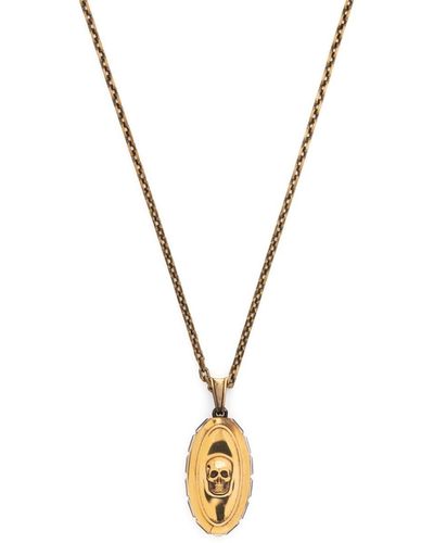 Alexander McQueen Skull-pendant Long Necklace - Metallic