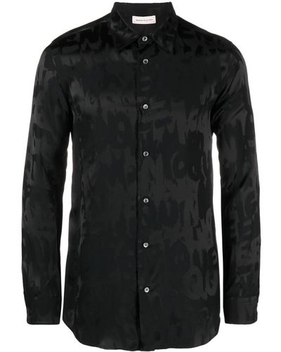 Alexander McQueen CAMICIA LOGO GRAFFITI - Nero