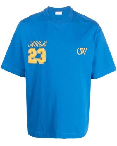 Off-White c/o Virgil Abloh T-shirt in jersey di cotone con logo Skate - Blu
