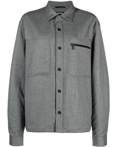 Zegna Techmerino Wool Shirt - Grey