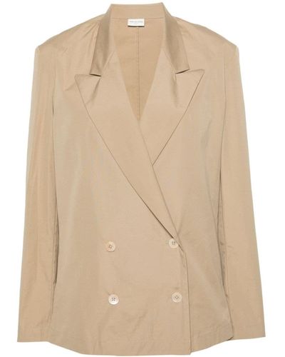 Dries Van Noten Double-breasted Cotton Jacket - Natural