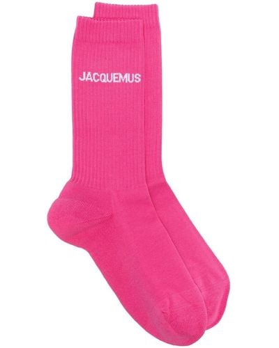 Jacquemus Les Chaussettes Logo-intarsia Socks - Pink