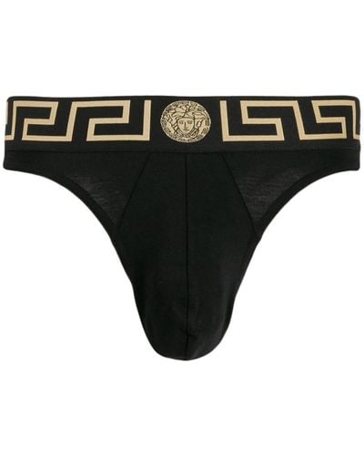 Versace Greca Border Thong - Black