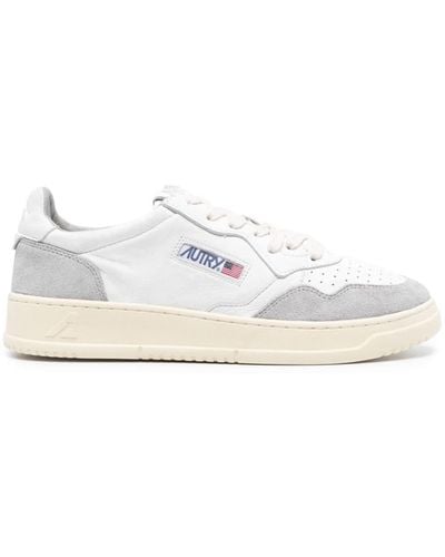 Autry Medalist Low Sneakers In Grey Suede And White Leather