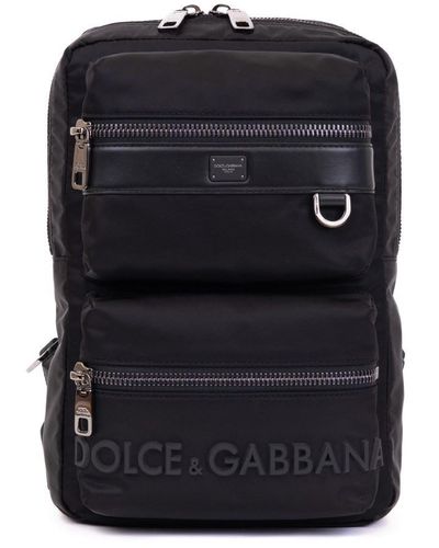 Dolce & Gabbana Sicilia Dna Nylon Backpack With Rubberized Logo - Black