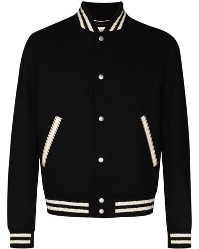 Saint Laurent Giacca varsity Teddy in misto lana - Nero