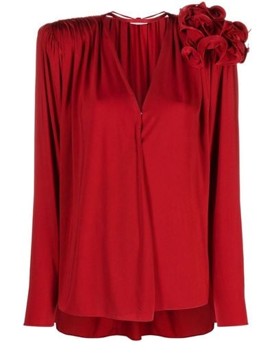 Magda Butrym Blusa con spilla floreale - Rosso