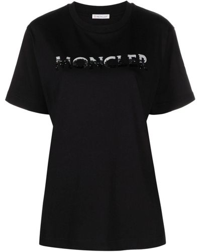 Moncler T-shirt con paillettes - Nero