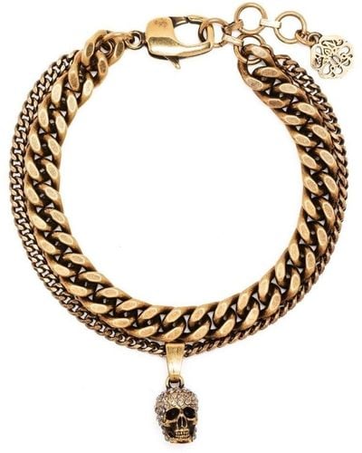 Alexander McQueen -tone Skull Double Chain Bracelet - Metallic