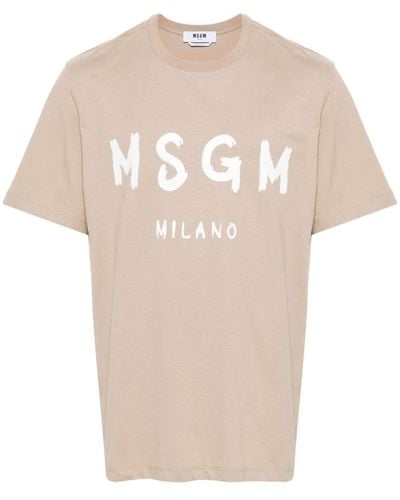 MSGM T-shirt With Logo - Natural