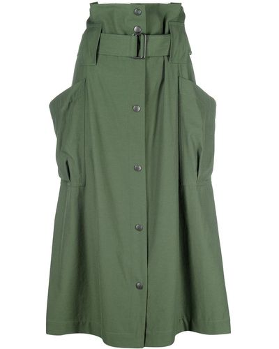 KENZO High-waist Belted Midi Skirt - Green