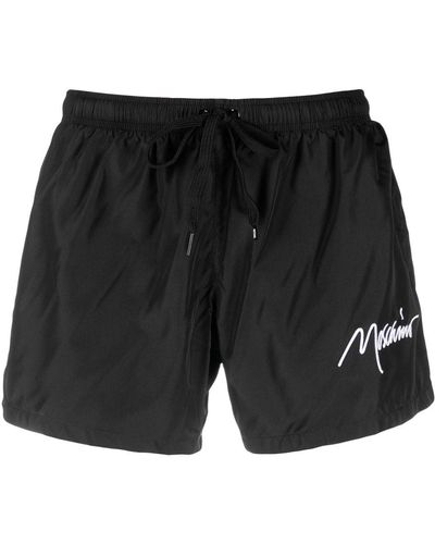 Moschino Beach Shorts With Print - Black