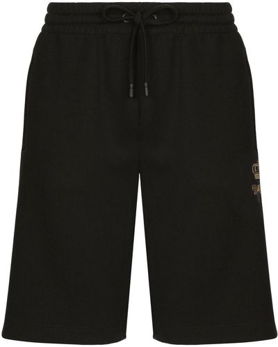 Dolce & Gabbana Shorts sportivi con ricamo - Nero