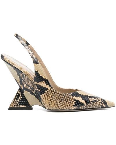 The Attico Printed Leather Slingback Court Shoes - Metallic