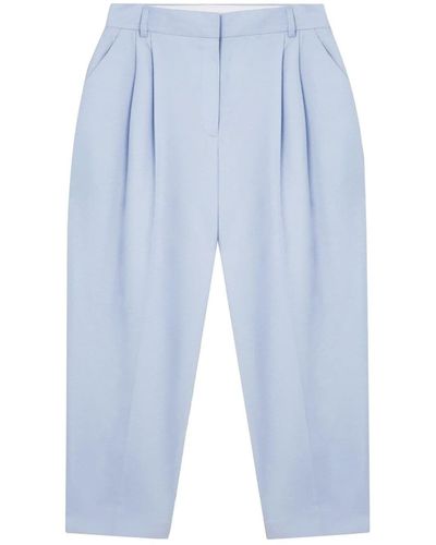 Stella McCartney Pantaloni crop con pieghe - Blu