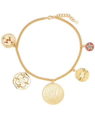 Rabanne -tone Medal Necklace - Women's - Brass/glass/enamel - Metallic