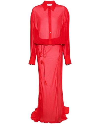 The Attico Semi-Sheer Maxi Dress - Red