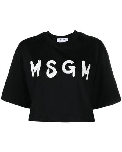 MSGM | T-shirt corta logo | female | NERO | XS