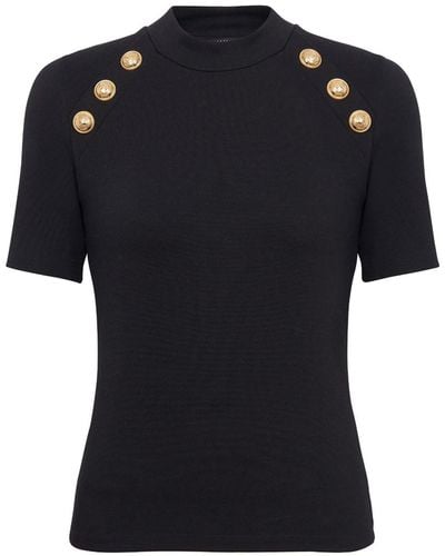 Balmain Button-detail T-shirt - Black
