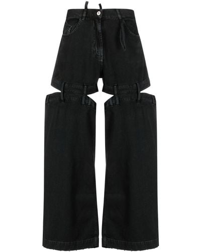 The Attico Pantaloni in denim black con cut-out - Nero