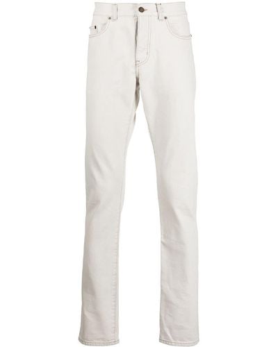 Saint Laurent Jeans slim con cuciture a contrasto - Bianco