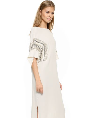 By Malene Birger Mellissa Beaded Sleeve Maxi Dress - Cream - Natural