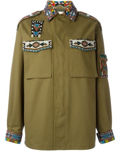 Valentino 'native Couture' Beaded Military Jacket - Green