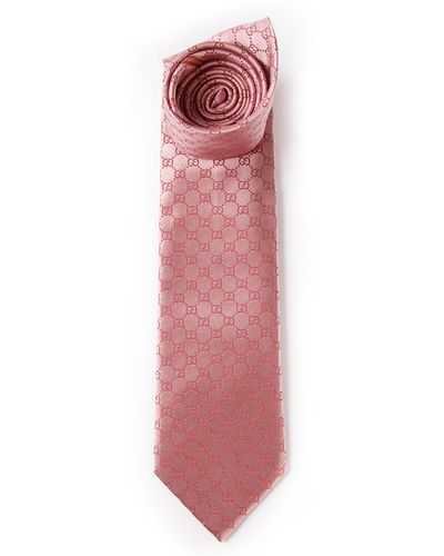 Gucci Monogram Print Tie - Pink