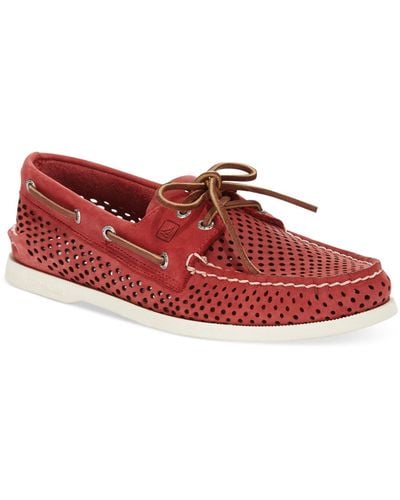 Sperry Top-Sider Sperry Men'S A/O 2-Eye Laser Perforated Boat Shoes - Red
