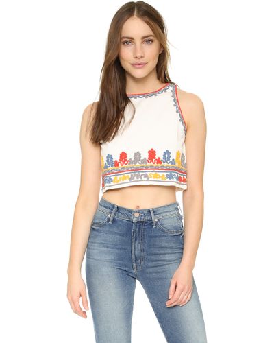 Glamorous Embroidered Crop Top - White