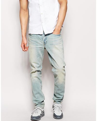 Evisu Jeans 2023 Skinny Fit Japanese Bleach Wash Denim - Blue