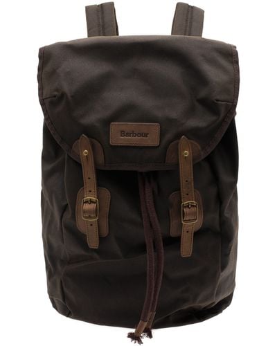 Barbour Olive Waxed Leather Backpack - Green