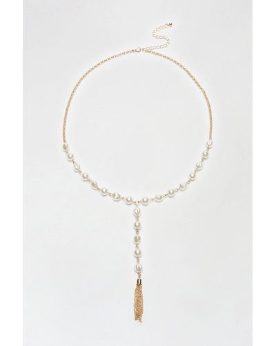 Wallis Tassel Pearl Necklace - Metallic