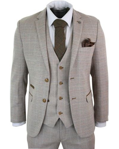 Paul Andrew 3 Piece Tweed Check Vintage Retro Suit - Grey